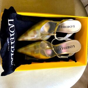 Made in Italy Loriblu patent leather stiletto heeled mules Size 6.